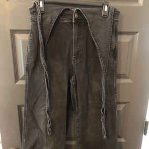 FREE PEOPLE black overall suspenders